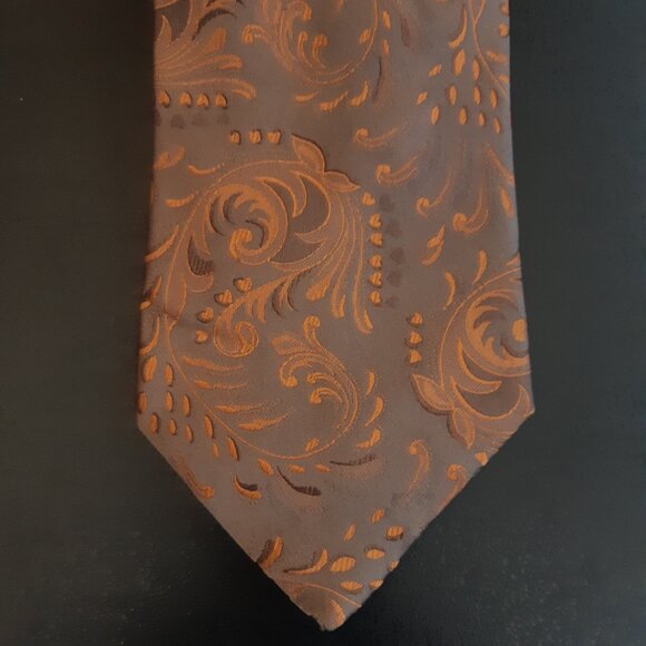 Bellissimo Taupe & Rusty Orange Swirling Abstract Men's Tie ⚡ 3 for $55⚡ - Picture 5 of 10